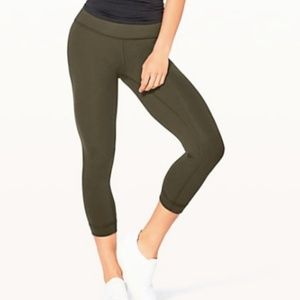 Lululemon Reveal Crop Dark Olive 15" Leggings